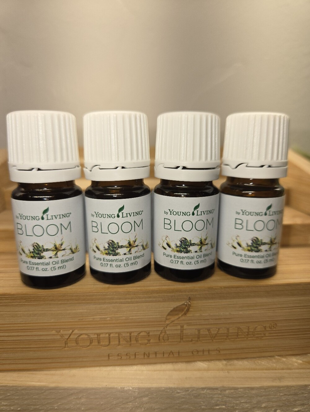 4 Pack Young Living Bloom Essential Oil Blend —‎ White & Brown Bottles